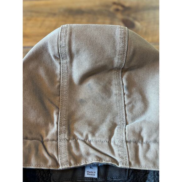 Carhartt Sandstone Multi-Pocket Hooded Canvas Sherpa Lined Vest Chore Barn XL - Picture 12 of 16